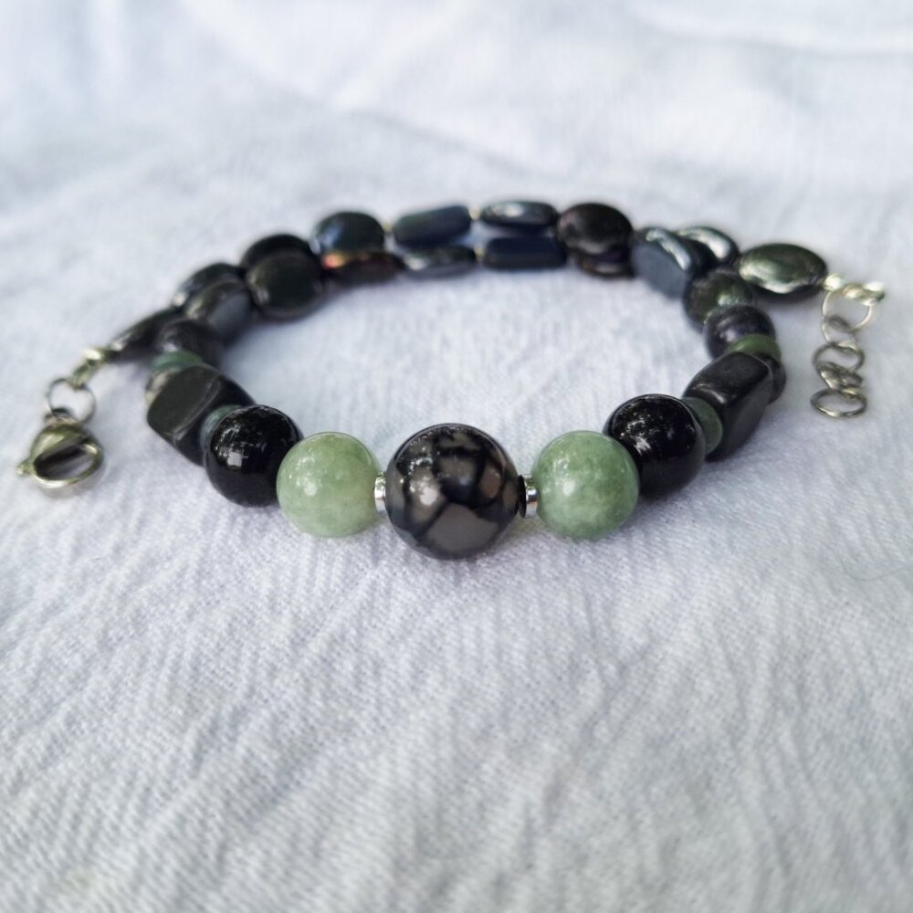 Jade Agate Gemstone Choker Necklace | Boho Grunge Necklace | Goth Jewelry